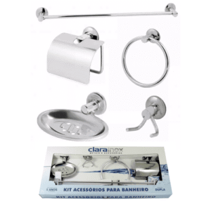 KIT ACESSORIO BANH INOX 5PC STANDARD CAIXA CLARA INOX 1700