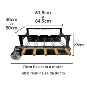 KIT GIRA MAX GRILL 5 ESP. SUPERMETALRIO 220V 70 CM