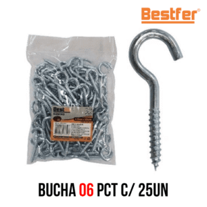GANCHO ZINC PARA BUCHA 06 PCT C/ 25UN BESTFER BFH2180